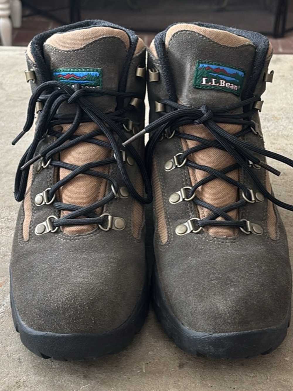 Vtg L.L Bean Brown Suede/Canvas Hiking Trail Lace-Up Boots Women’s Sz 9 Medium